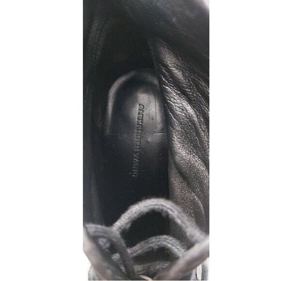 Alexander Wang Black Leather Ankle Lace Up Moto Boots Booties Size US 6.5 - Picture 8 of 13